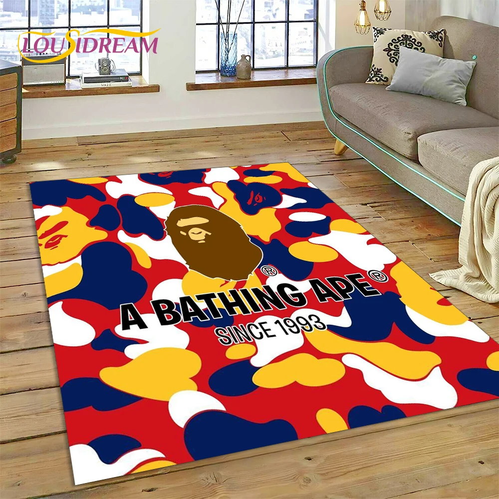 Home Decor Games Online Free - 3D プリント B-BAPE ファッションカーペットラグ寝室リビングルームホームソファ装飾、子供用ゲーム大型装飾フロアマットギフト