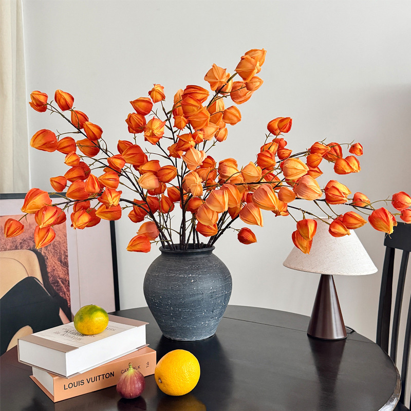 Home Decor Event - 人工1mランタンフラワーブランチ ウェディングフラワー素材 パーティーイベント用品 寝室テーブル花瓶装飾 写真撮影用小道具