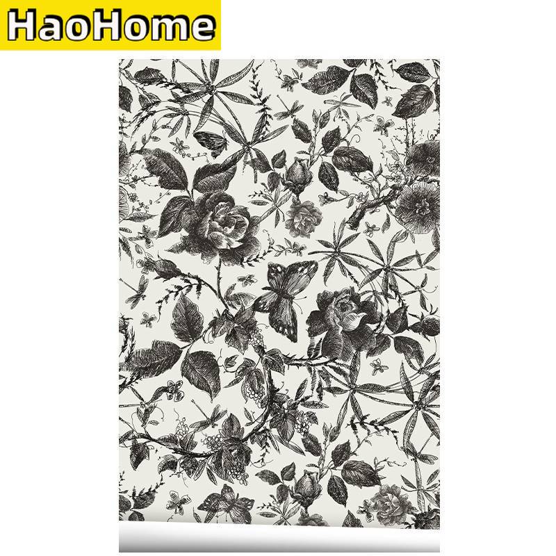Home Decor On Wall - ピンクの自己粘着性の壁紙,花のモチーフ,水彩,取り外し可能,ステッカー,寝室の家具の壁の装飾用