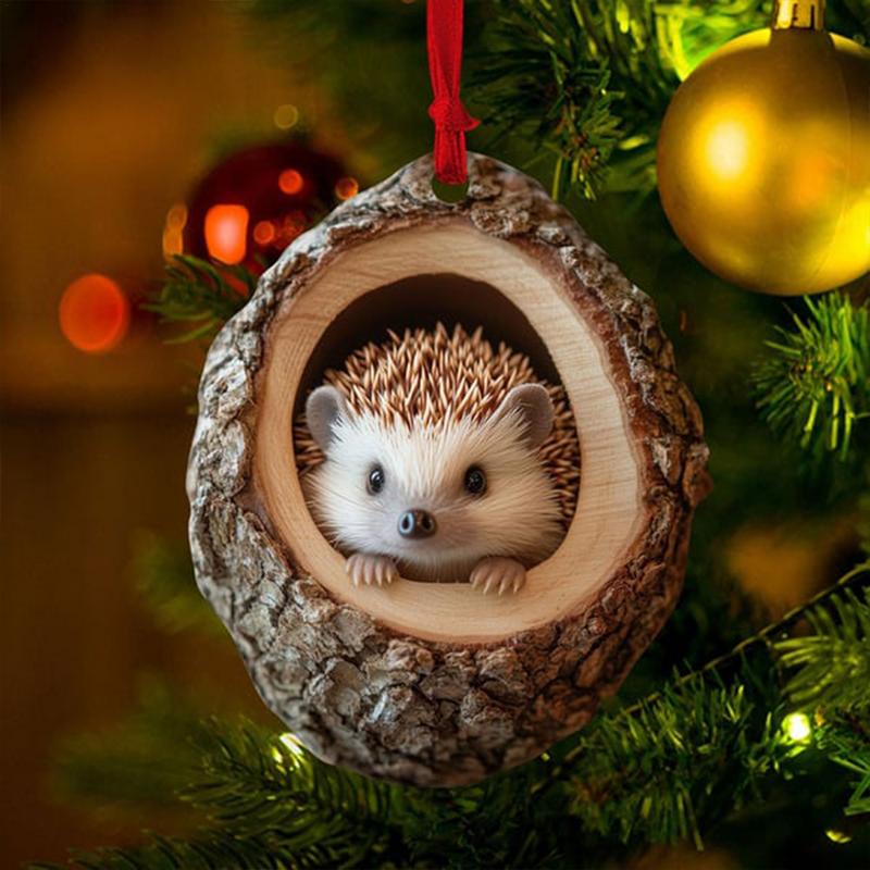 Home Decor Trends 2025 - 漫画の動物のクリスマスツリーペンダント、アクリルの吊り下げ装飾品、ホームパーティーの装飾、新年の贈り物、2022,2d