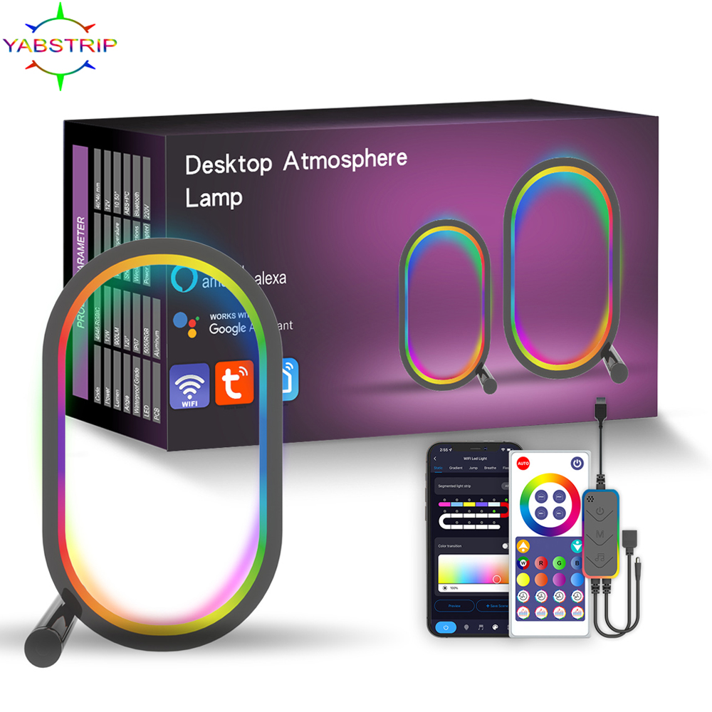 Home Decor App - クリエイティブなデスクランプ,WiFi 5V,usb,rgb,フォニーサイドリップ,雰囲気,ゲーム,家庭,オフィス,装飾,LEDナイトライト