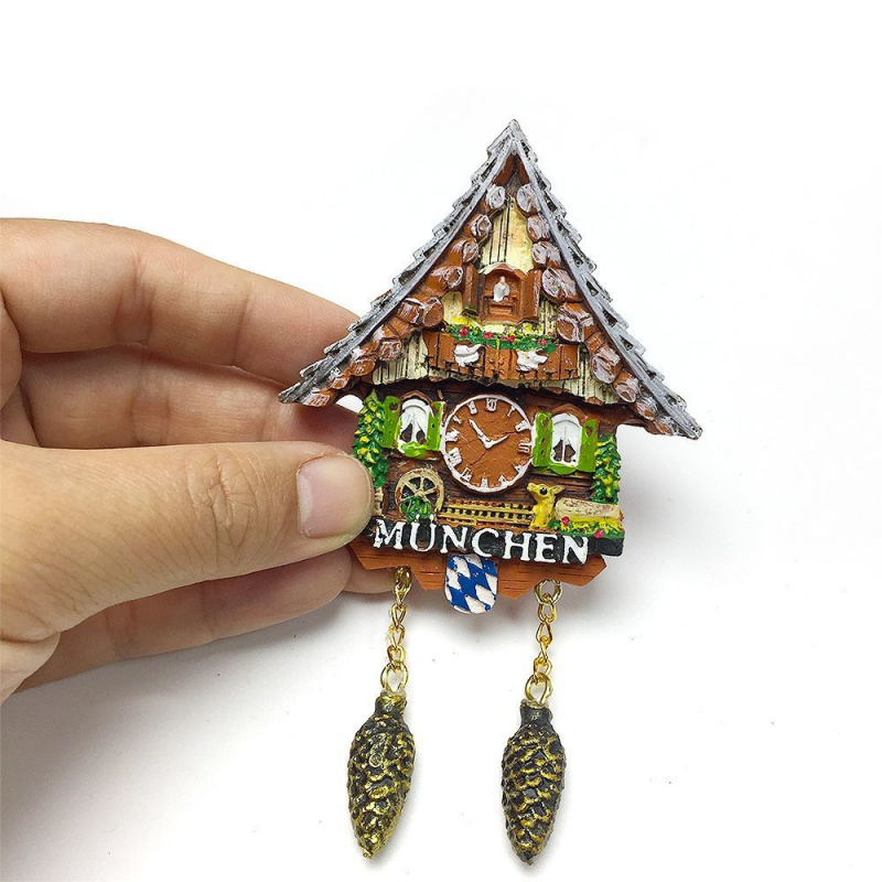 Germany Home Decor - ドイツの黒い森地域のクリエイティブな木製ハウスカッコウ時計、磁気冷蔵庫マグネット、高級ホームデコレーション