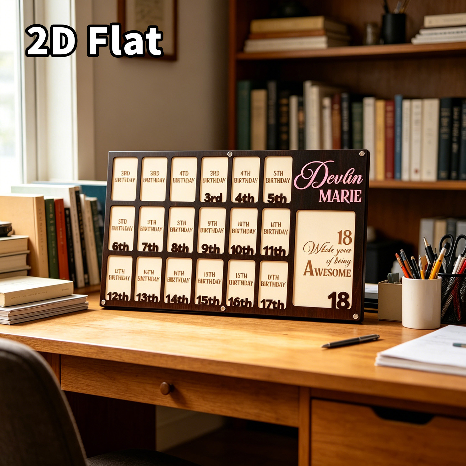 Home Decor Diy - 1個入りカスタムグレードフォトフレーム木製飾り板、自宅・オフィス・学校の壁飾り、DIY塗装可能、保育園・誕生日・結婚祝いギフト