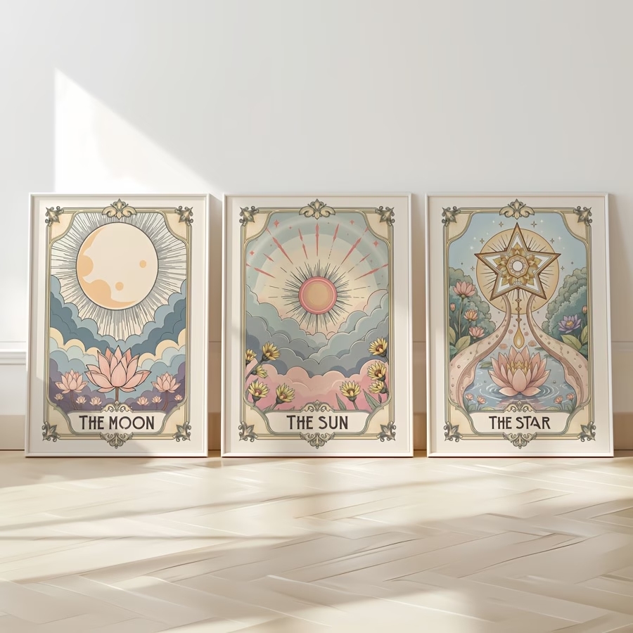 Home Decor On Wall - モダンボヘミアンタロット太陽と月ウォールアートプリントキャンバス絵画ポスター写真リビングルーム、寝室の家の装飾用