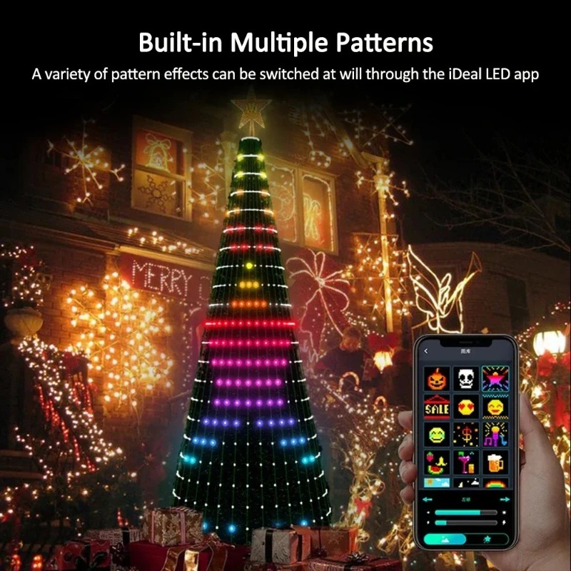 Home Decor App - クリスマススターツリーライトRGB LED、Bluetoothアプリ制御のフェアリーライト、リモコンタイマー付き、クリスマスホームデコレーション用