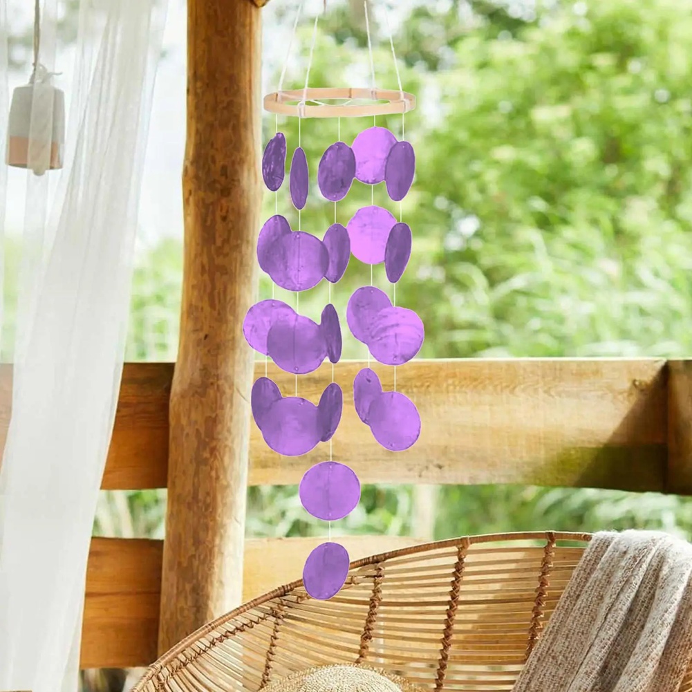 Boho Wind Chimes - ABMI-Shell ウィンドチャイム 屋外ガーデン用 海岸風鈴 吊り下げ可能なオーナメント ボヘミアンスタイル