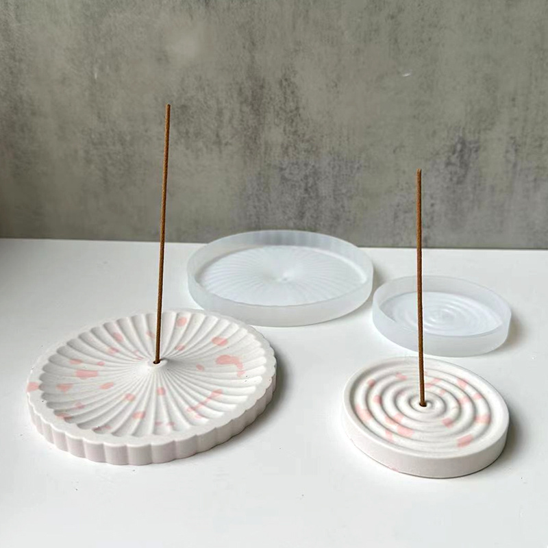 Home Decor Manufacturers - 1つのシリコン製お香立て型、DIY円形模様のお香立て、セメント石膏型、家の装飾用の手工芸品