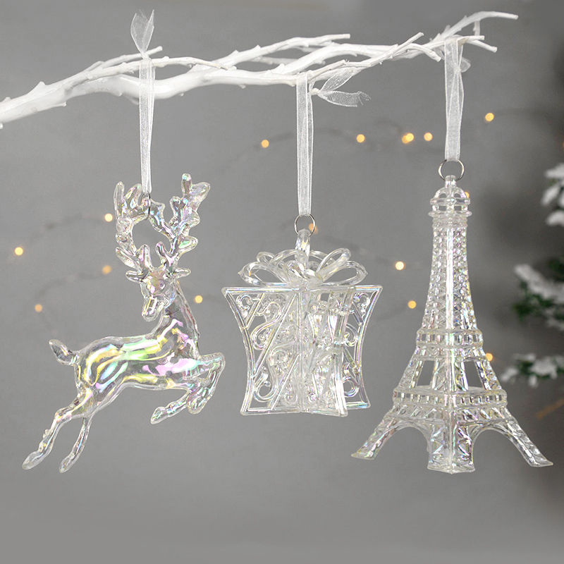 Home Decor Trends 2025 - アクリル製クリスマスツリー吊り飾り エルク エンジェル ドール ベル ペンダント