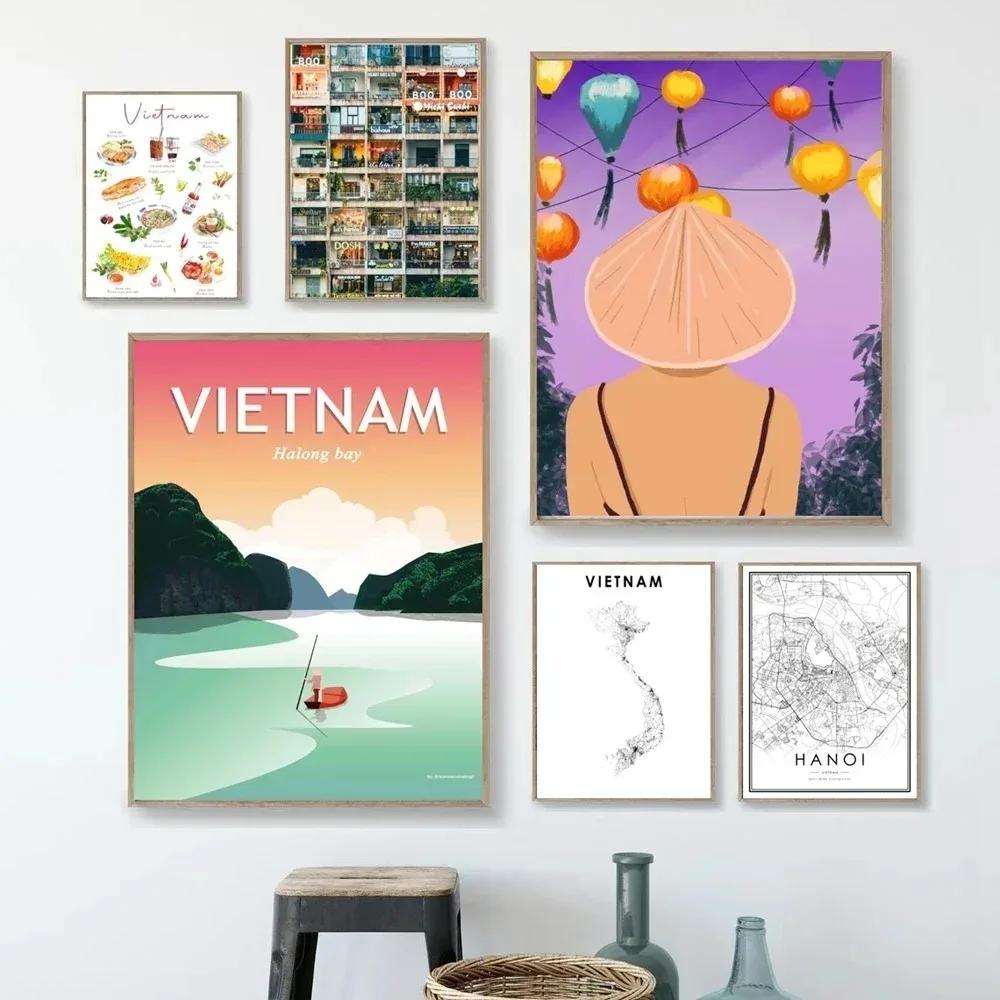 Home Decor Vietnam - ヴィンテージハロン湾ベトナムキャンバス旅行風景観光アートポスター壁装飾用家の装飾旅行者へのギフトアイデア