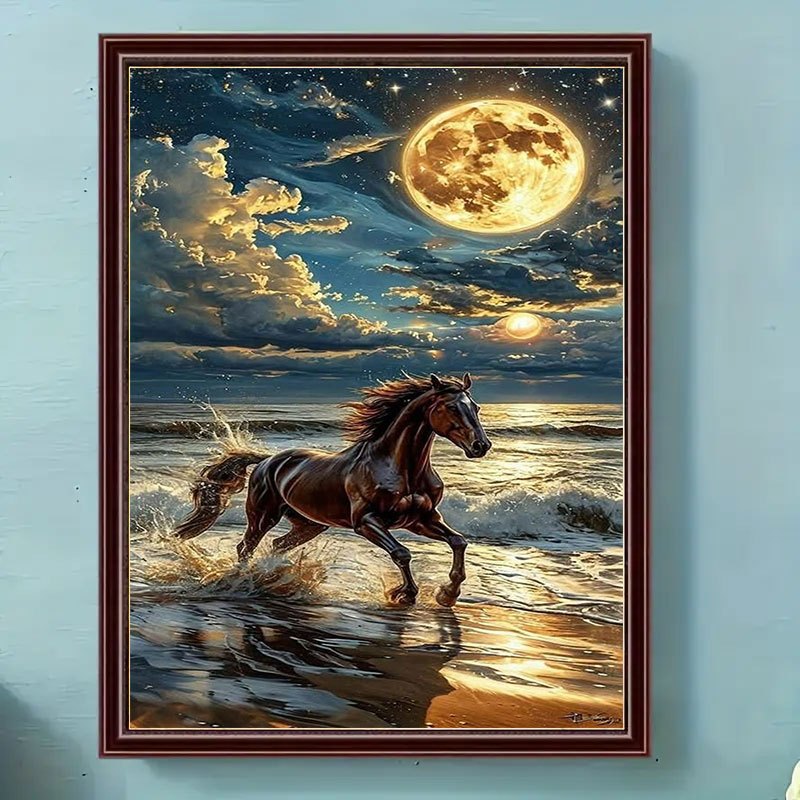 Home Decor Under 500 - 500/1000/1200/2000ピース 大人向けパズル 月の下で走る馬、ジグソーパズル 脳トレゲーム ギフト ホームデコレーション