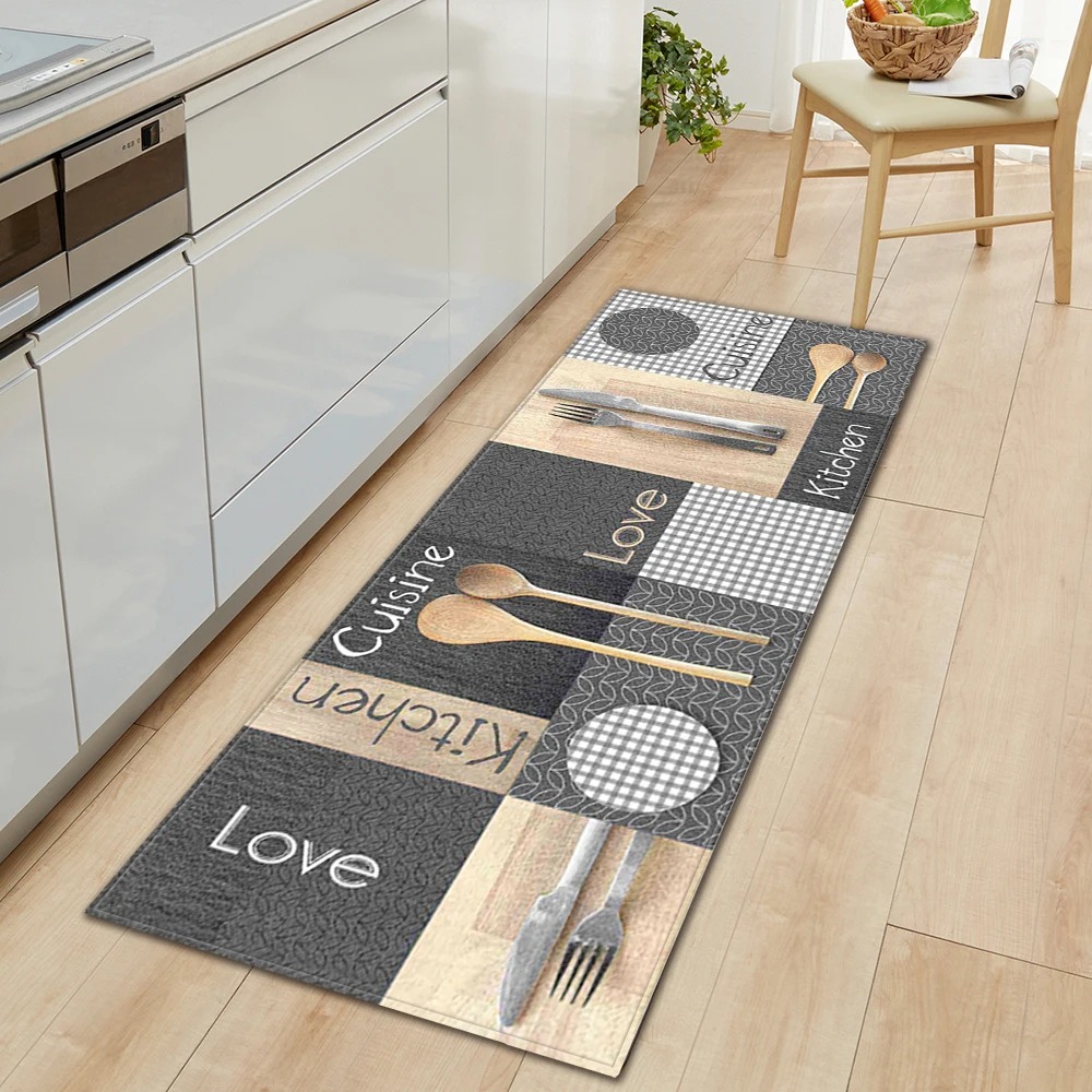 Home Decor Online Free - キッチンフロアマット滑り止めカーペット食器柄ホームデコレーションラグ耐摩耗性フットマットロングマットアルフォンブラコシーナ 양탄