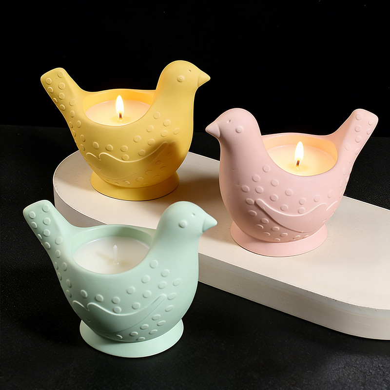 Home Decor Diy - DIYシリコンモールド 鳥型キャンドルホルダー 収納用 動物型キャンドルベース 鉢植えオーナメント 石膏樹脂鋳型