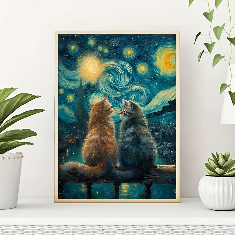 Home Decor Under 500 - 500/1000/1200/2000ピース 大人向けパズル 星空の下で可愛い猫、ジグソーパズル 脳トレゲーム ギフト ホームデコレーション