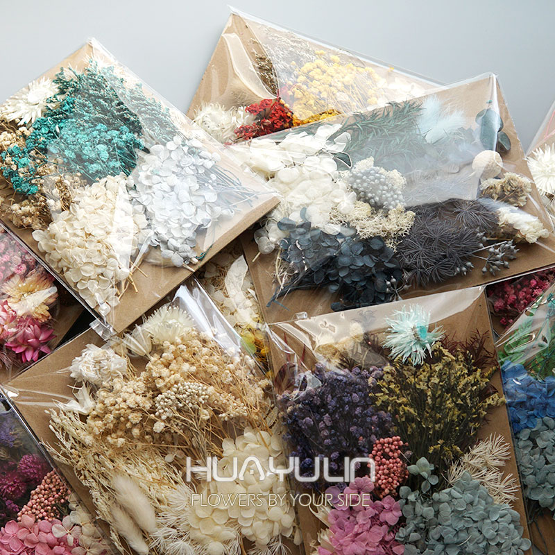 Home Decor Manufacturers - 1 パック人工植物ドライ本物の花プリザーブド材料エポキシ樹脂キャンドル DIY 花材アジサイセット花