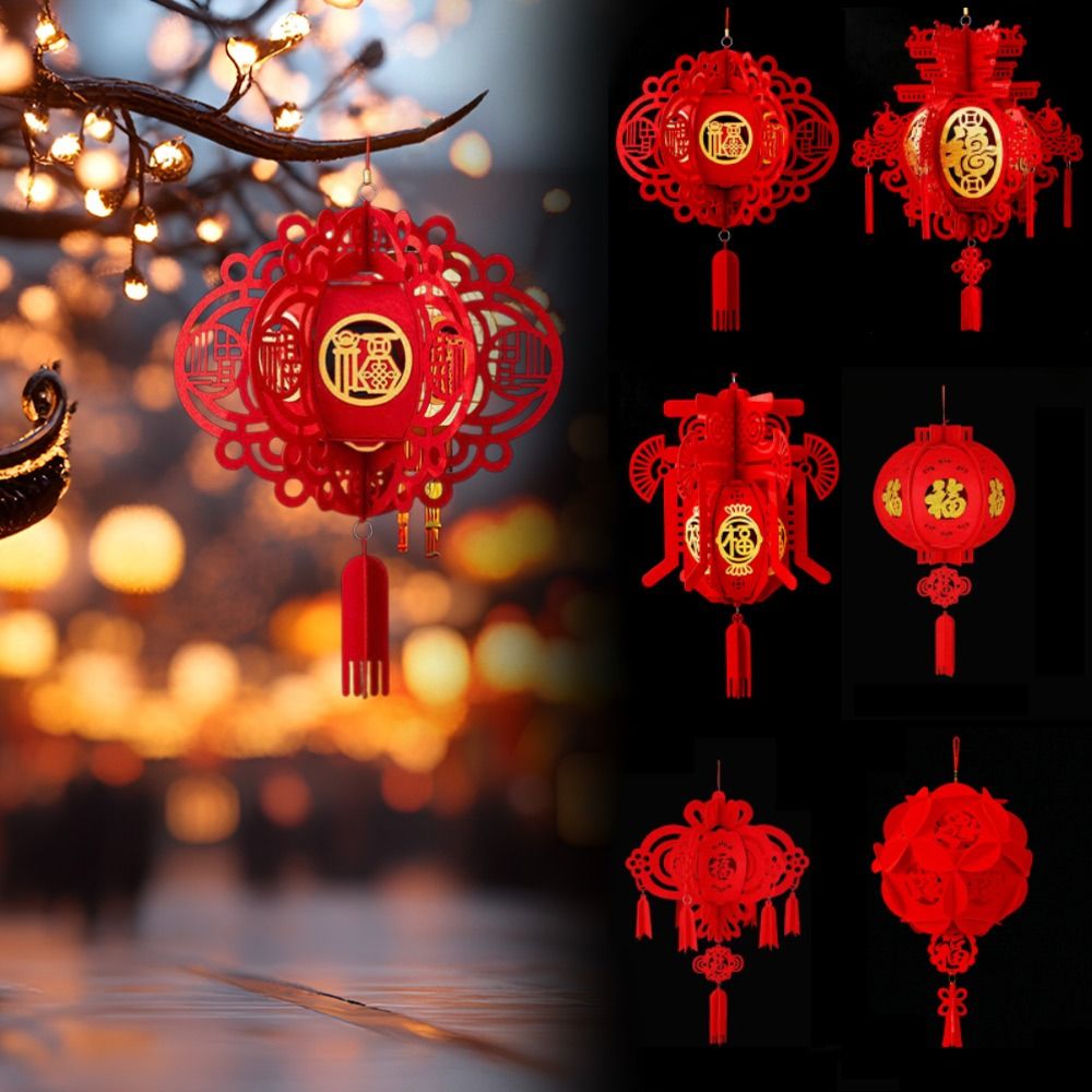 Home Decor Trends 2025 - 不織布 2025 中国のランタン吊り下げ装飾品 3D 蛇年ランタン春祭りの装飾