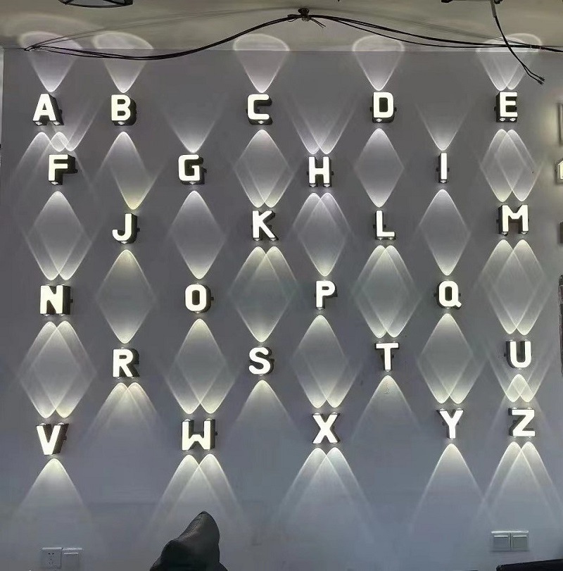 Home Decor On Wall - 屋外IP65防水壁掛け照明 室内照明 ホームデコレーション 店舗・レストラン用広告文字 26文字モデル ウォールランプ