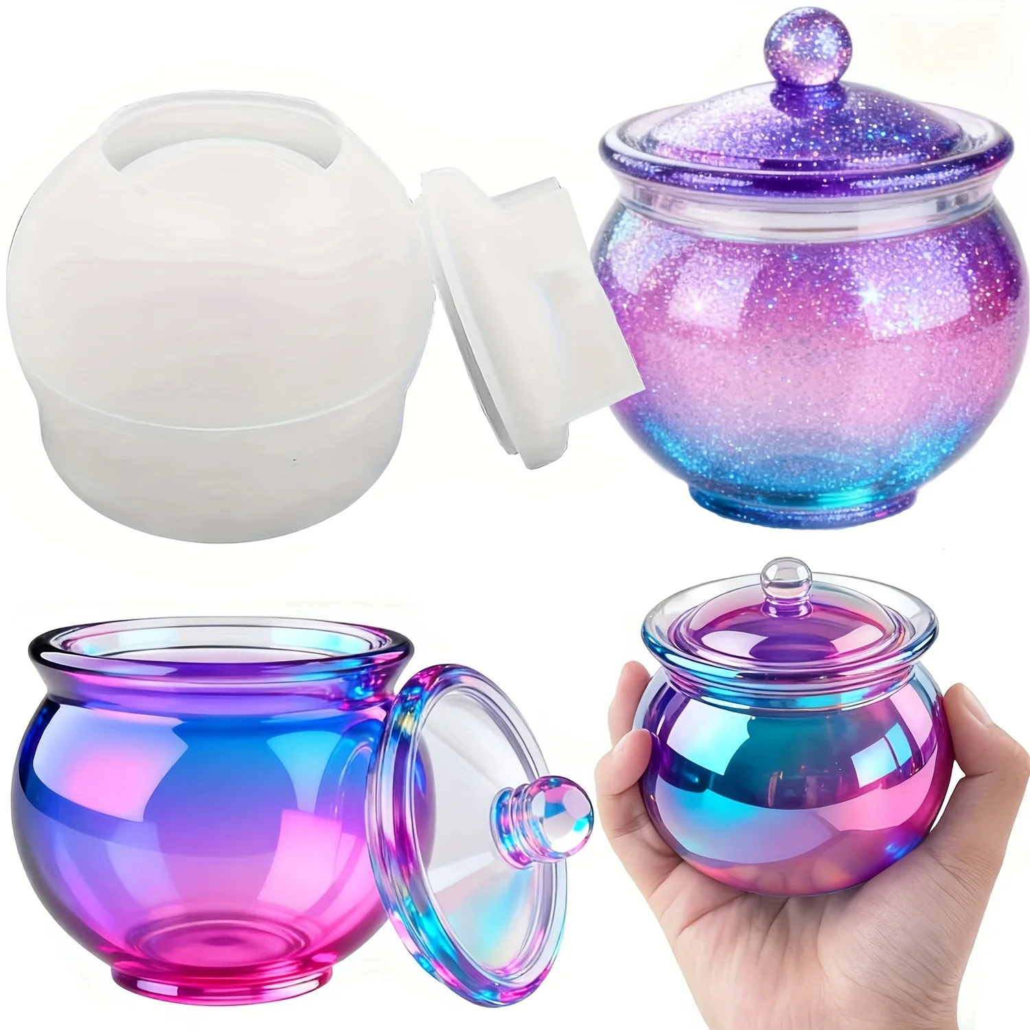 Home Decor Manufacturers - 蓋付きの丸い樹脂製缶型1セット、DIYジュエリー収納ボックス、コンクリートキャンドル容器、ギフトや家の装飾に