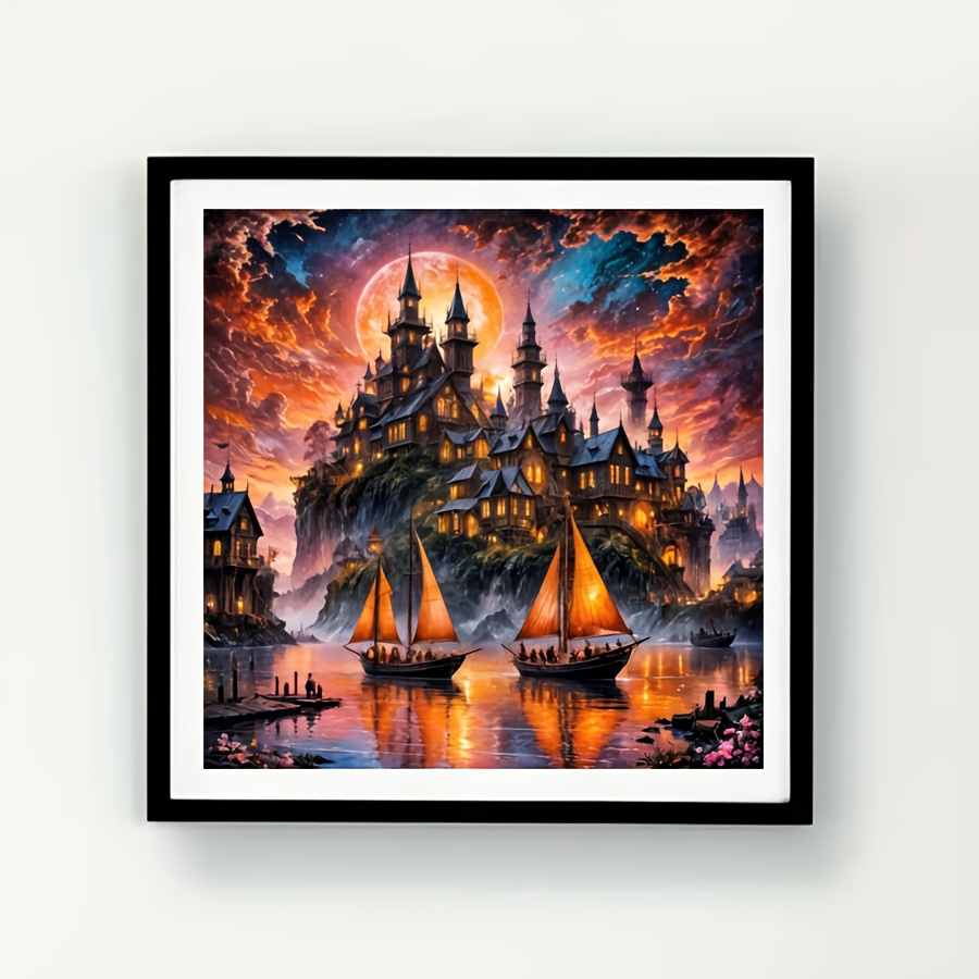 Home Decor Under 500 - 満月の下の城 ジグソーパズル 500/1024ピース ホリデーストレス解消楽しいゲーム ホームデコレーション ホリデーギフト