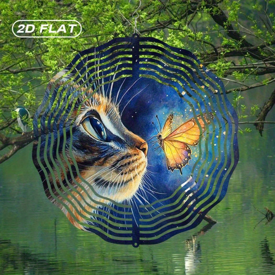 Boho Wind Chimes - CIFBUY メタル製風鈴 ステンドグラス 猫 蝶 ガーデン
