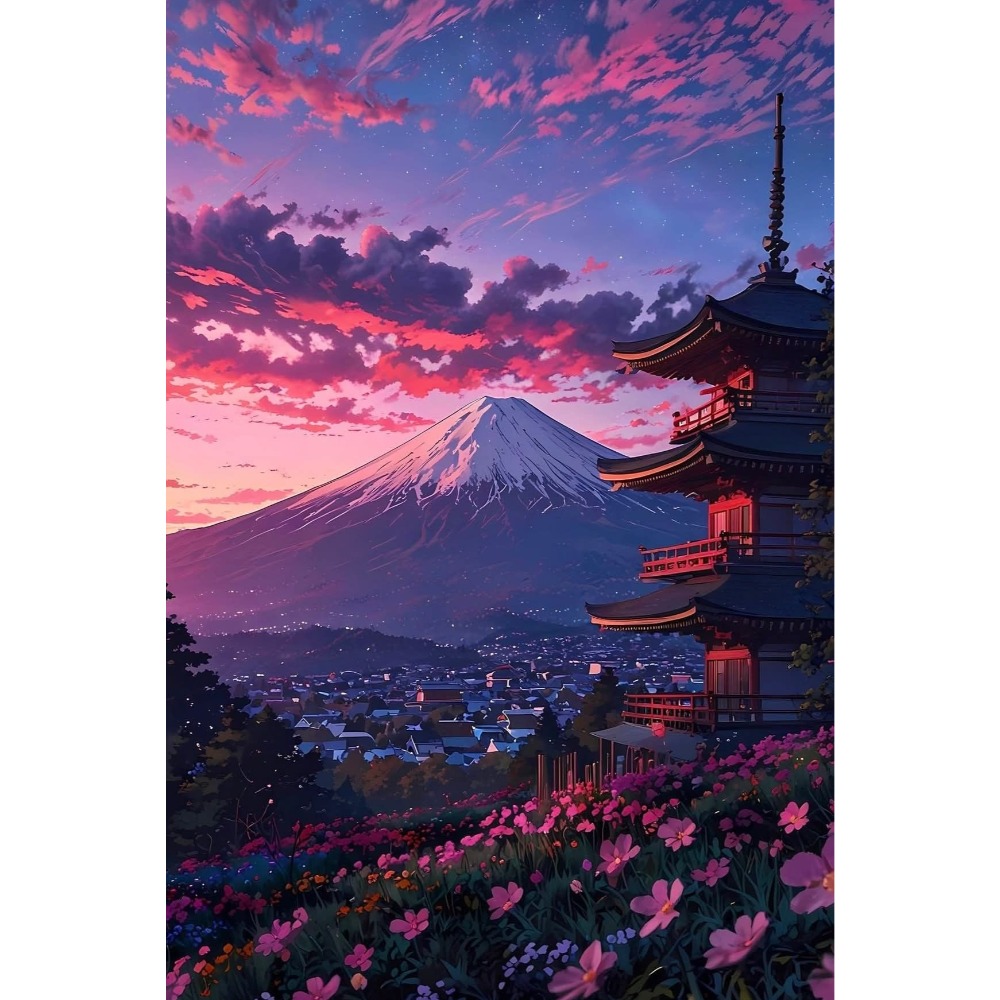 Home Decor Under 500 - 500/1000/1200/2000ピース パズル 富士山麓の小さな町 ジグソーパズル レジャーとリラクゼーション モダンな家の壁飾り