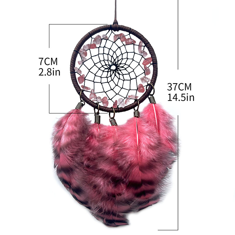 自由奔放に生きるクリスタル羽ドリームキャッチャー車ぶら下げ小 - Boho Wind Chimes のレビューと価格