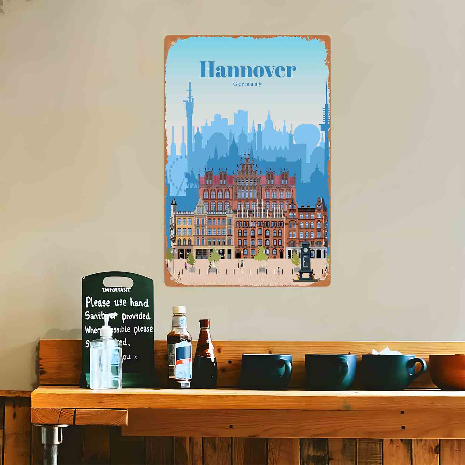 2D フラット 1 個「ハノーバー ドイツ都市風景」金属製壁 - Germany Home Decor のレビューと価格