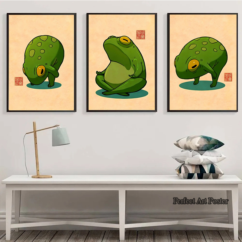 面白いかわいいカエルの記念ポスター、瞑想プリント、キャンバス - Home Decor Vietnam のレビューと価格