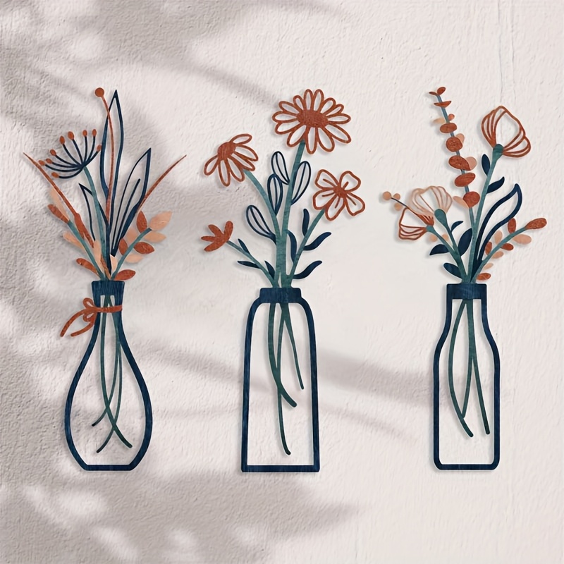 3つの大きな花柄の壁掛け彫刻 - モダンなファームハウス装飾 - Home Decor Event のレビューと価格
