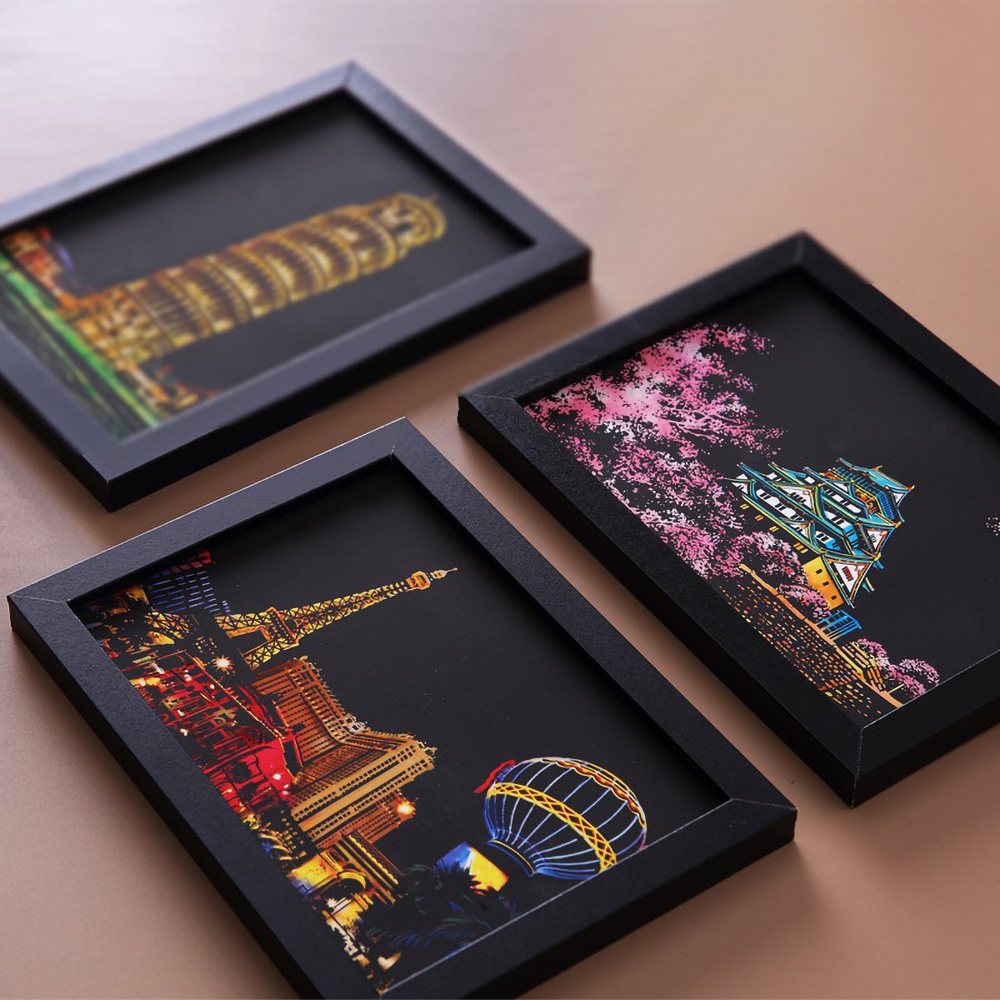 20*14 センチメートル DIY 夜景絵画スクラッチカラフ - Home Decor Scrap のレビューと価格