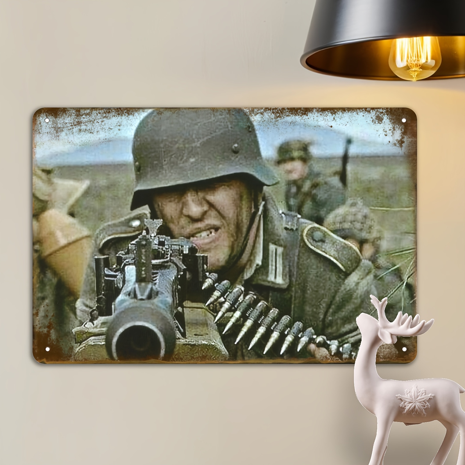第二次世界大戦時のドイツの写真のブリキ看板 - MG42機関 - Germany Home Decor のレビューと価格