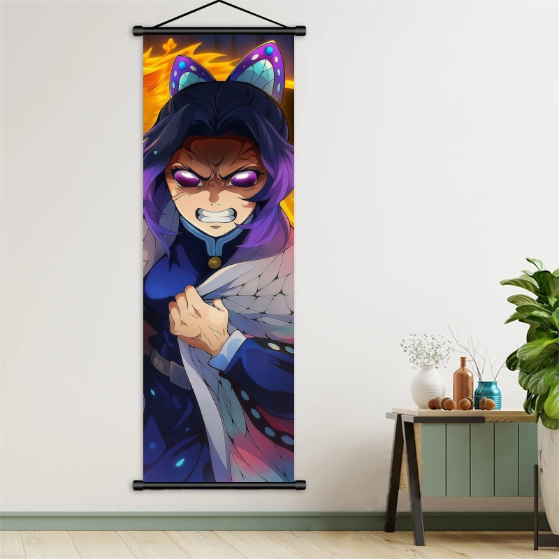 胡蝶しのぶ デーモンスレイヤーアートファブリック掛け軸、アニ - Home Decor Zone のレビューと価格