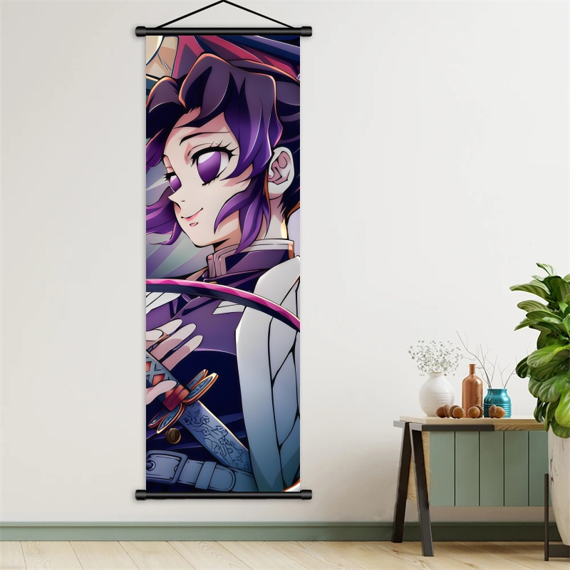 胡蝶しのぶ デーモンスレイヤーアートファブリック掛け軸、アニ - Home Decor Zone のレビューと価格
