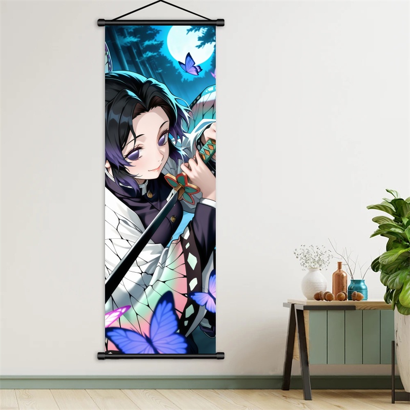 胡蝶しのぶ デーモンスレイヤーアートファブリック掛け軸、アニ - Home Decor Zone のレビューと価格