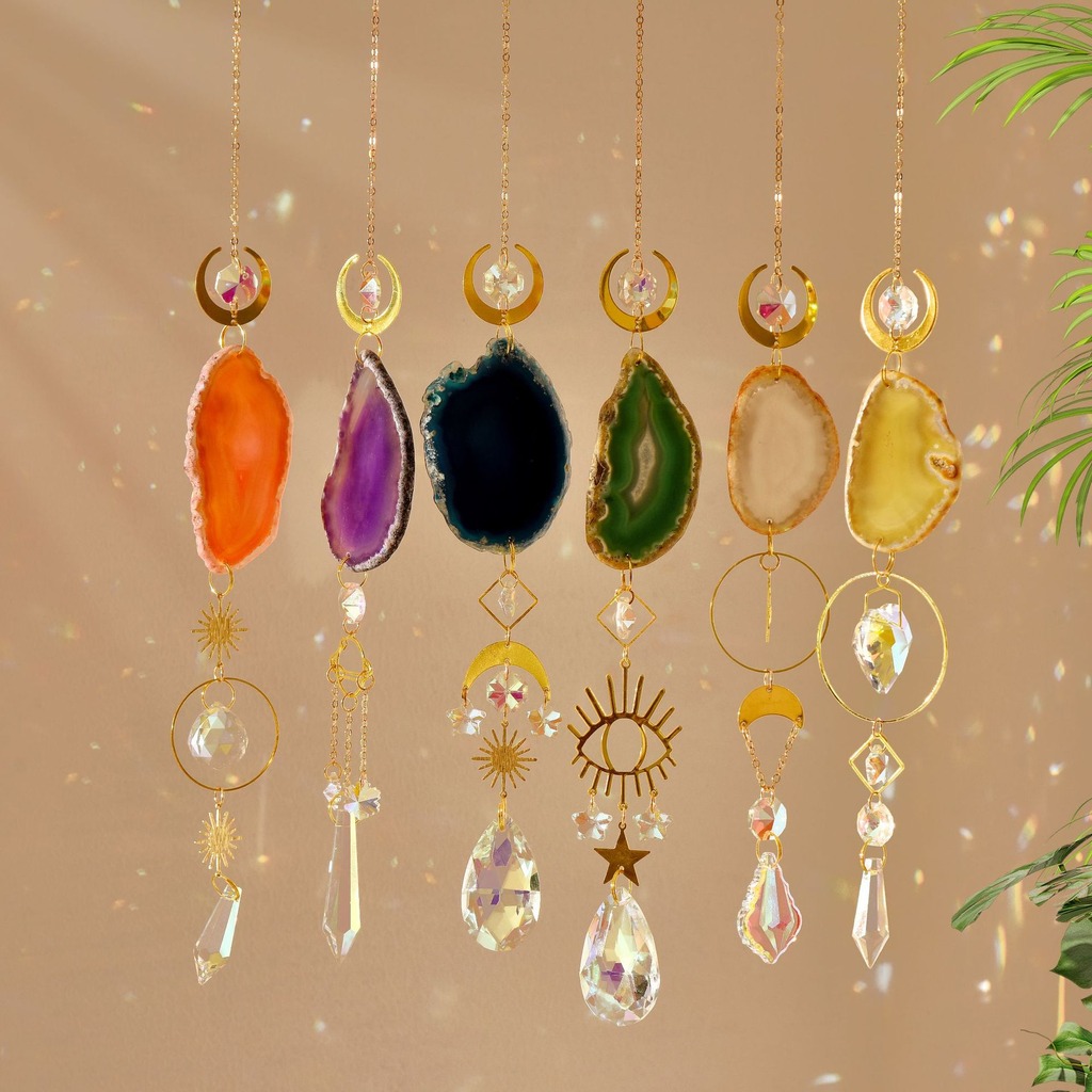 瑪瑙サンキャッチャー クリスタルサンキャッチャー 天然石プリ - Boho Wind Chimes のレビューと価格