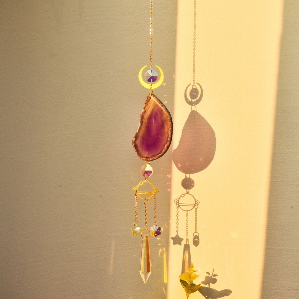 瑪瑙サンキャッチャー クリスタルサンキャッチャー 天然石プリ - Boho Wind Chimes のレビューと価格