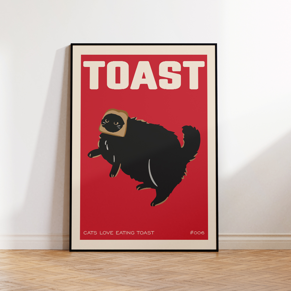 黒の猫の朝食の装飾のキャンバスの絵、ポスター、壁の芸術、引用 - Home Decor Vietnam のレビューと価格