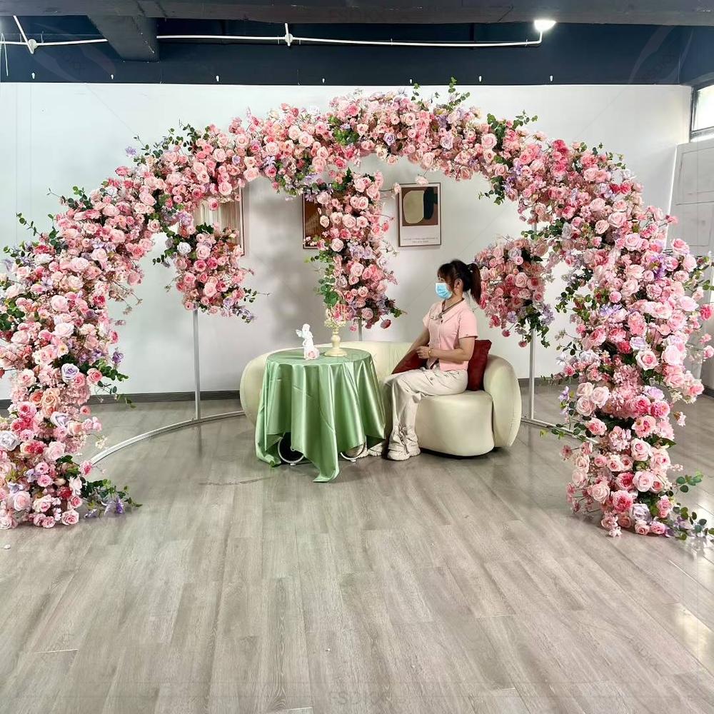 FSDKXカスタム人工ローズピンクフラワーアーチムーンフロー - Home Decor Event のレビューと価格