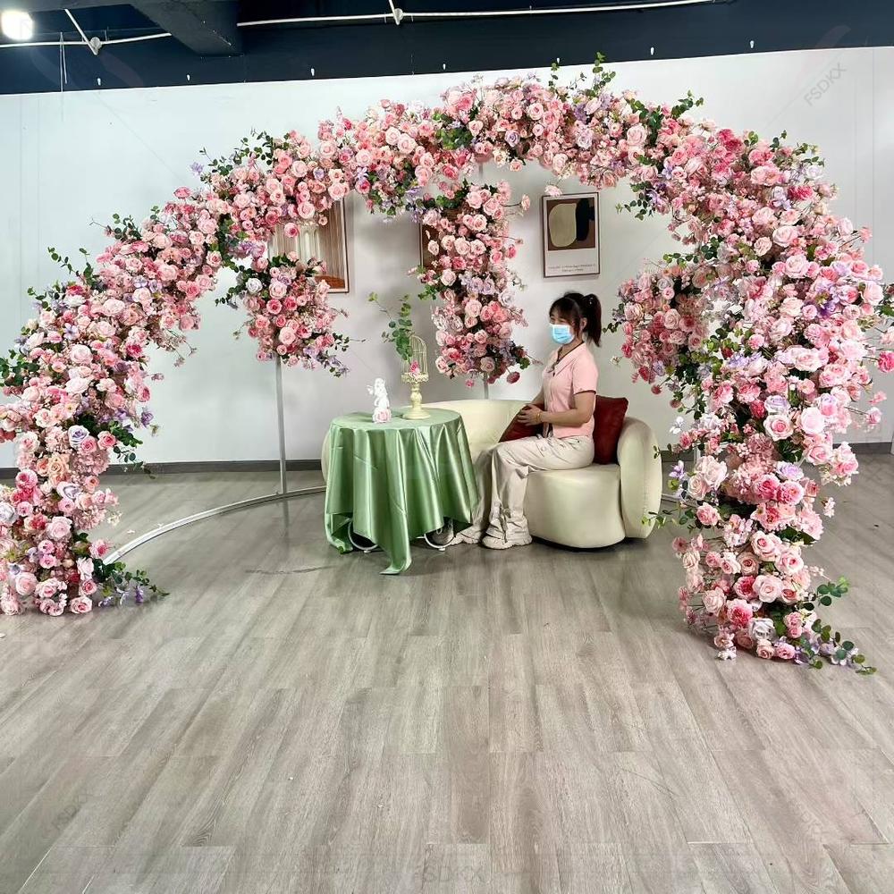 FSDKXカスタム人工ローズピンクフラワーアーチムーンフロー - Home Decor Event のレビューと価格