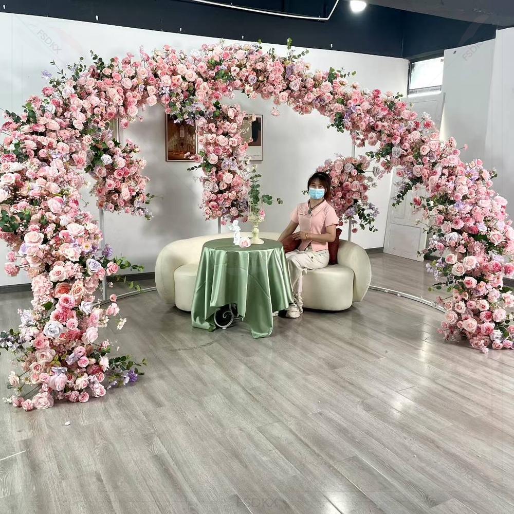 FSDKXカスタム人工ローズピンクフラワーアーチムーンフロー - Home Decor Event のレビューと価格