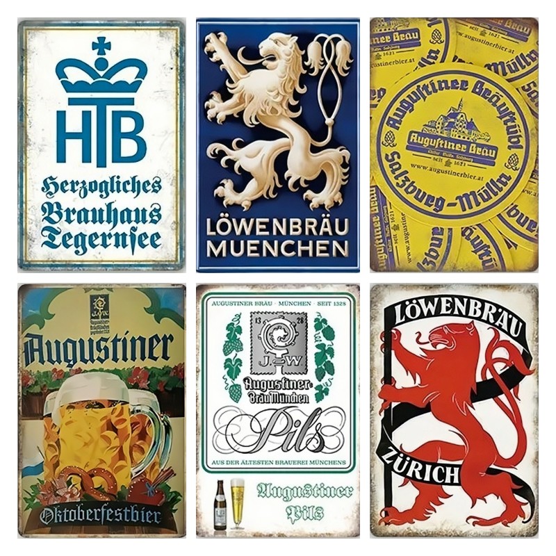 ヴィンテージドイツビールブランドの金属製ブリキ看板、パブ、男 - Germany Home Decor のレビューと価格