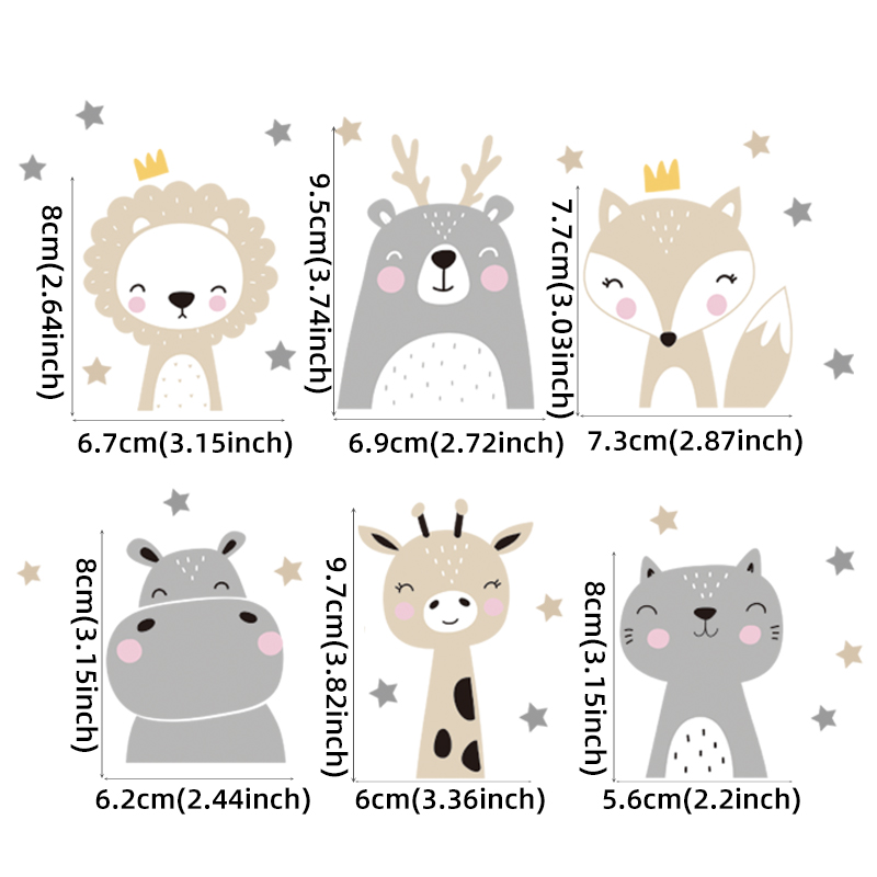 6 ピース/セット自由奔放に生きるカラーかわいい笑顔漫画動物 - Home Decor Y2K のレビューと価格