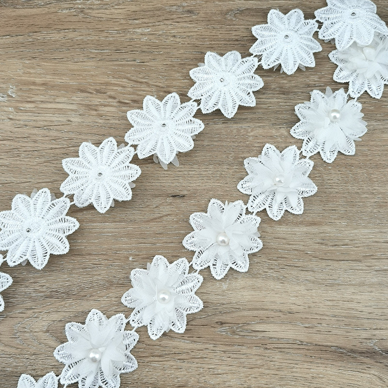 シルクシフォンフローラル用手作りレース5cm幅4色,17の花 - Home Decor Manufacturers のレビューと価格