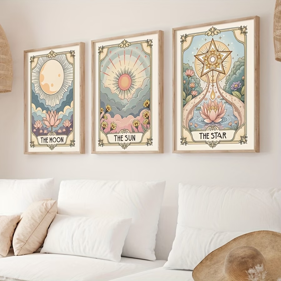 モダンボヘミアンタロット太陽と月ウォールアートプリントキャン - Home Decor On Wall のレビューと価格