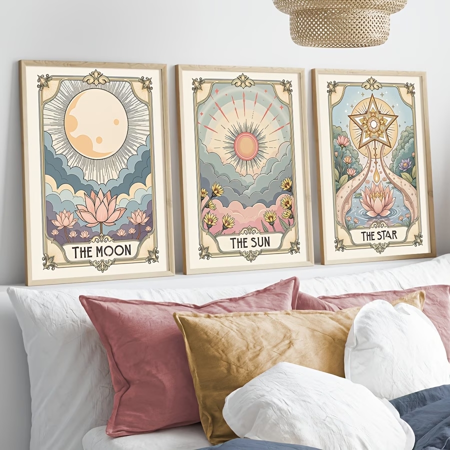 モダンボヘミアンタロット太陽と月ウォールアートプリントキャン - Home Decor On Wall のレビューと価格