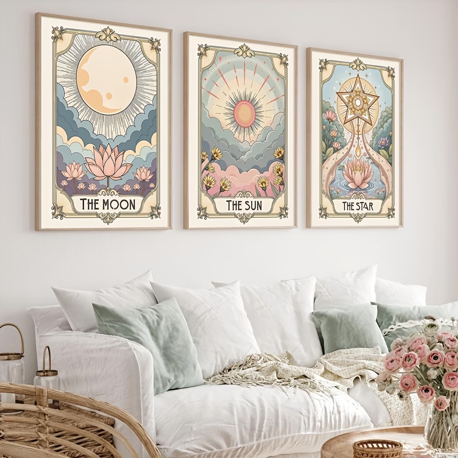 モダンボヘミアンタロット太陽と月ウォールアートプリントキャン - Home Decor On Wall のレビューと価格