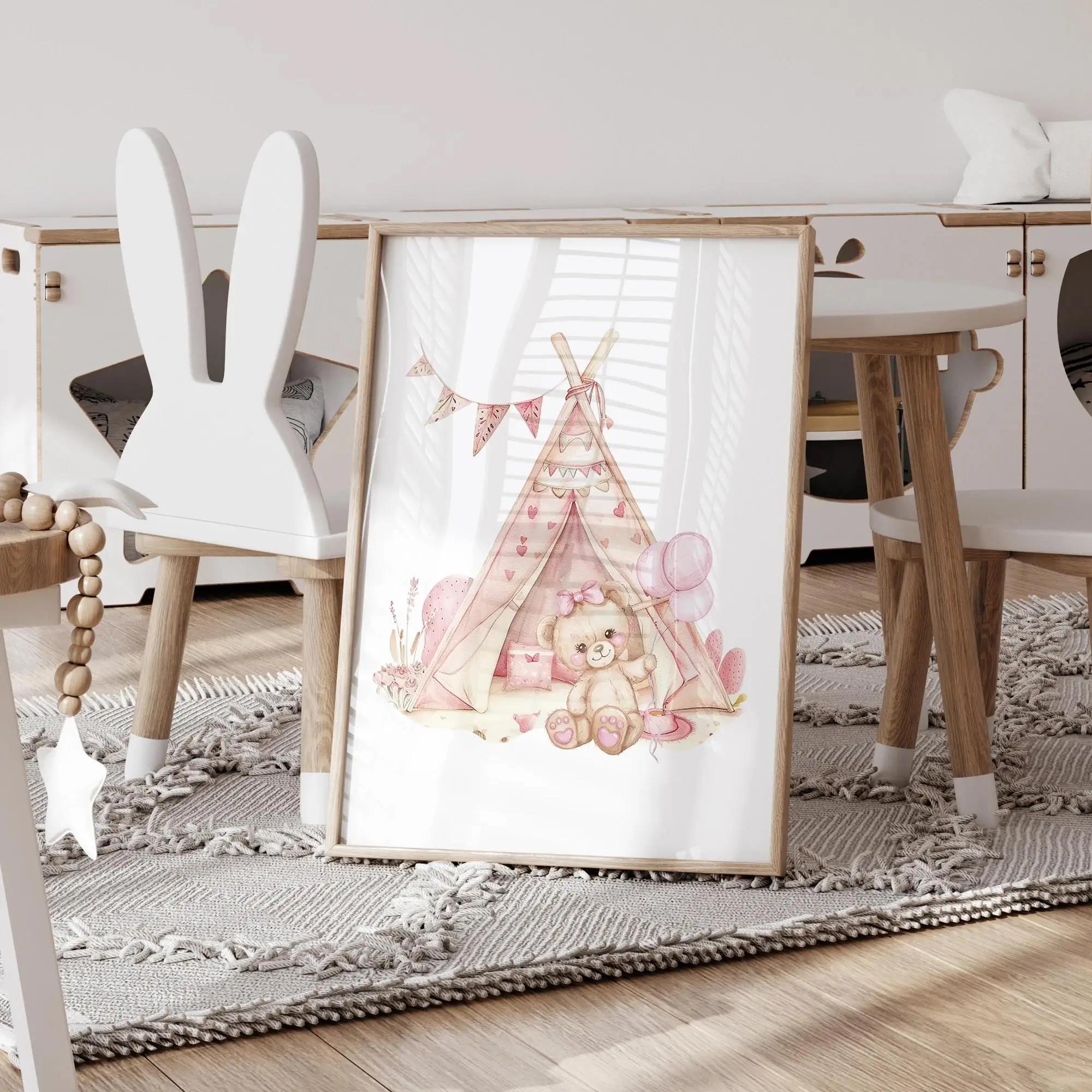 ピンクドリームベアカルーセルテントスイング壁アートプリントキ - Home Decor On Wall のレビューと価格