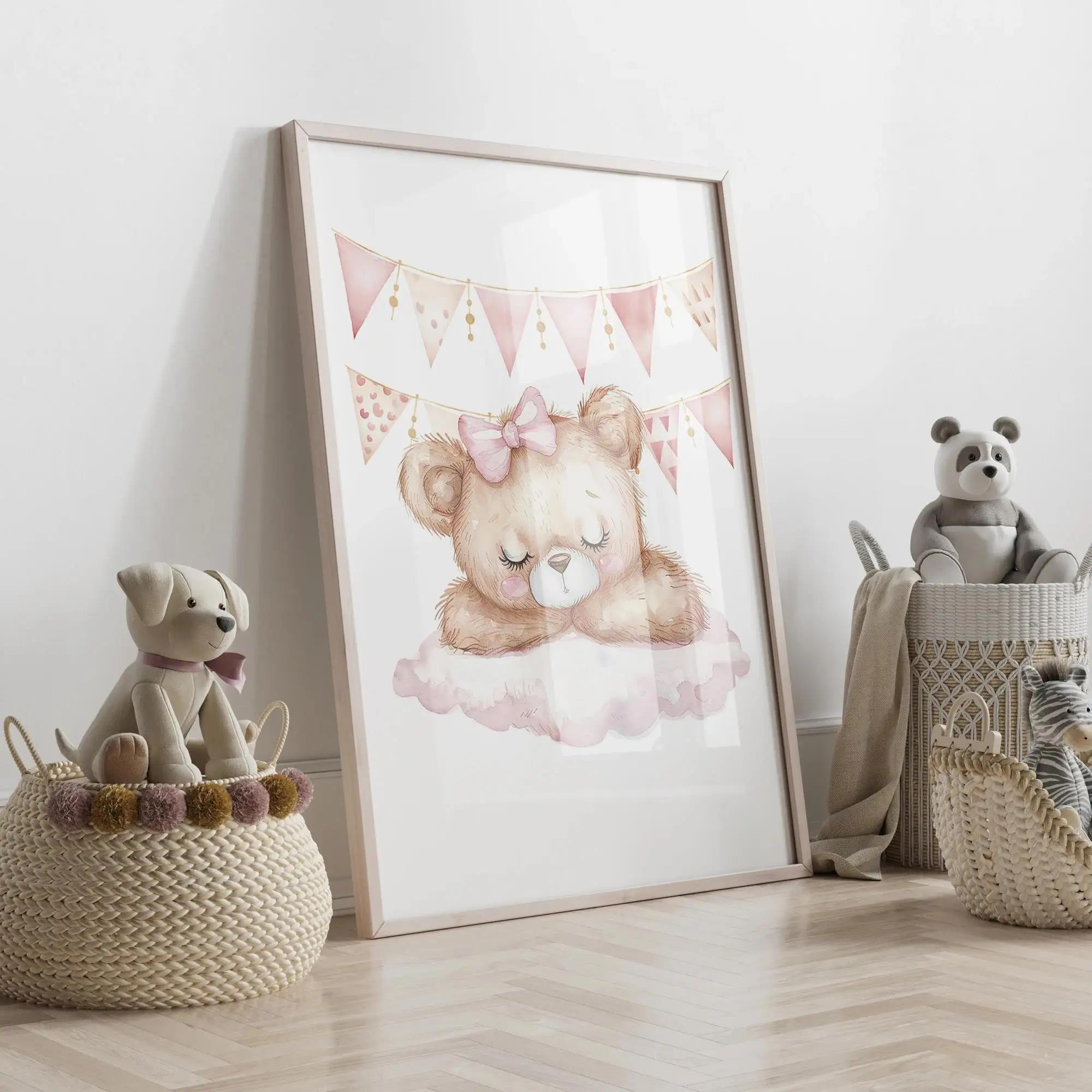 ピンクドリームベアカルーセルテントスイング壁アートプリントキ - Home Decor On Wall のレビューと価格