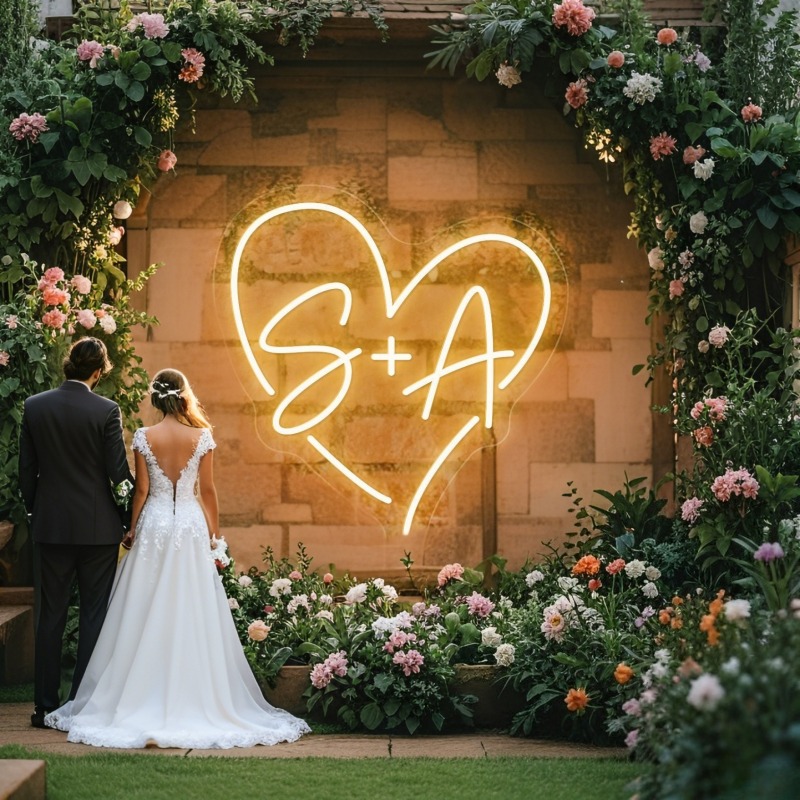カスタムイニシャルハートLEDネオンサイン、結婚式パーティー - Home Decor Com のレビューと価格