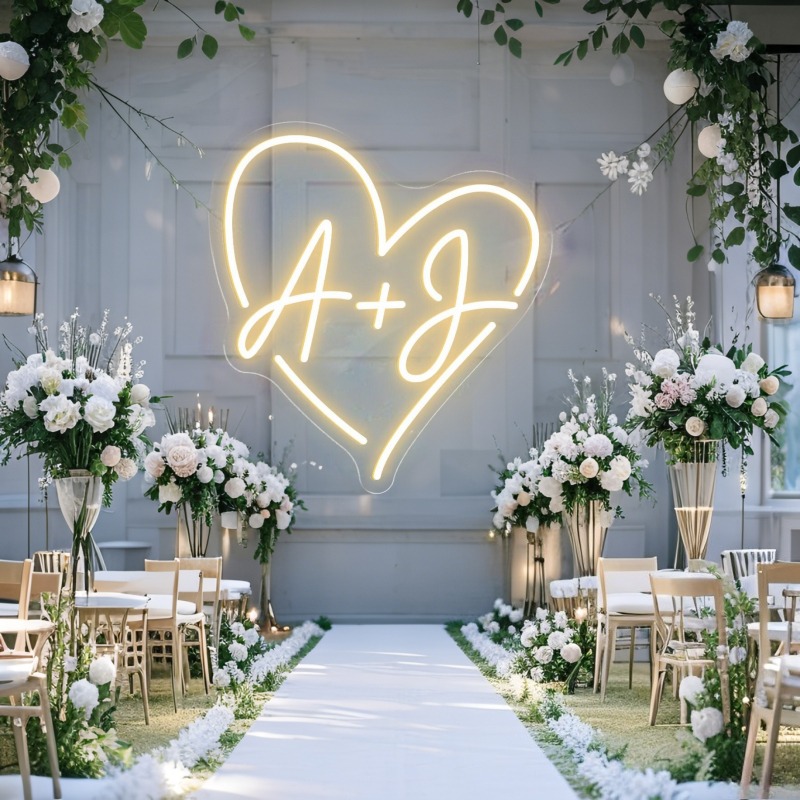 カスタムイニシャルハートLEDネオンサイン、結婚式パーティー - Home Decor Com のレビューと価格