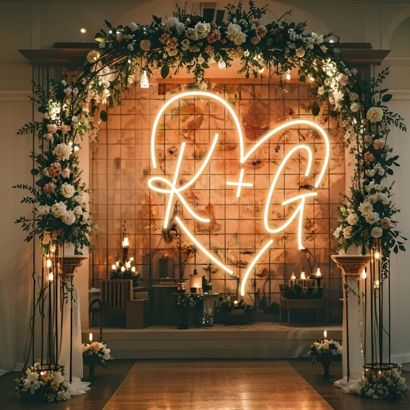 カスタムイニシャルハートLEDネオンサイン、結婚式パーティー - Home Decor Com のレビューと価格